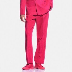 Zara men’s hot pink pleated wide leg pants trousers